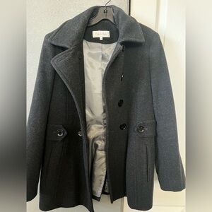 Calvin Klein Dark Gray Pea Coat Wool Blend Classic